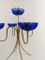 Vintage Blue Glass Candelabra by Gunnar Ander for Ystad-Metall 3