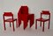 Red Beech Wood Dining Chairs by Rainer Schell, 1960s, Set of 7 4