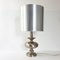 Lámpara de mesa francesa vintage de acero cepillado, años 70, Imagen 1
