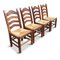 Vintage Dutch Oak Dining Chairs with Straw Seats, Set of 4 2