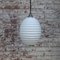 Vintage White Opaline Glass Round Pendant Light 4