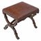 Antique Victorian Walnut Leather Stool Seat Foot 3