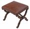 Antique Victorian Walnut Leather Stool Seat Foot 6