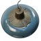 Vintage Industrial Blue Enamel & Cast Iron Pendant Lamp, Image 2