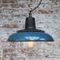 Vintage Industrial Blue Enamel & Cast Iron Pendant Lamp 4