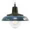 Vintage Industrial Blue Enamel & Cast Iron Pendant Lamp 1