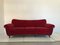 Mid-Century Red Velvet Three-Seat Sofa, 1950s 1