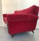 Mid-Century Red Velvet Three-Seat Sofa, 1950s, Image 10