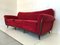 Mid-Century Red Velvet Three-Seat Sofa, 1950s, Image 12