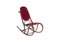Rocking Chair Antique en Velours Rouge 1