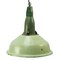 Vintage Industrial Cast Aluminum & Green Enamel Pendant Lamp 1