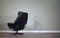 Mid-Century Norwegian Black Leather Swivel Reclining Chair from Skoghaug Industri, Image 2