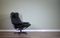 Mid-Century Norwegian Black Leather Swivel Reclining Chair from Skoghaug Industri, Image 1