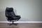 Mid-Century Norwegian Black Leather Swivel Reclining Chair from Skoghaug Industri 6