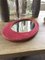 Oval Red Velvet Mirror, 1960s 6