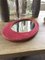 Oval Red Velvet Mirror, 1960s, Image 6
