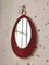 Oval Red Velvet Mirror, 1960s, Image 3
