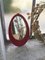Oval Red Velvet Mirror, 1960s, Image 7