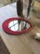 Oval Red Velvet Mirror, 1960s 4