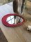 Specchio ovale in velluto rosso, anni '60, Immagine 4