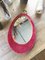 Oval Red Velvet Mirror, 1960s 1