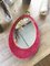 Ovaler Spiegel mit rotem Samtrahmen, 1960er 1
