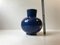 Scandinavian Blue Ceramic Vase with Gold Foliage by Jerk Werkmaster for Nittsjö, 1940s, Image 3