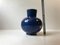 Vase Scandinave en Céramique Bleue avec Feuillage Doré par Jerk Werkmaster pour Nittsjö, 1940s 3