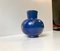 Vase Scandinave en Céramique Bleue avec Feuillage Doré par Jerk Werkmaster pour Nittsjö, 1940s 1