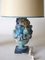 Italian Carved Wood & Stucco Blue Table Lamps, 1960s, Set of 2 5