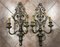 Antique Lacquered Wood & Wrought Iron Wall Lights, Set of 2 1