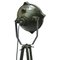 Lámpara de pie industrial trípode vintage de madera verde, Imagen 5