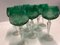 Bohemian Crystal Green Glasses, 1930s, Set of 10 2