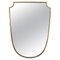 Spiegel mit schildförmigem Messingrahmen, 1950er 1