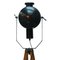 Lámpara de pie trípode vintage de madera y esmalte negro, Imagen 6