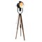 Vintage Wood & Black Enamel Tripod Floor Lamp 1