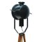 Lámpara de pie trípode vintage de madera y esmalte negro, Imagen 5