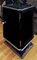 Small Art Deco Black Cabinet with High Gloss Silver Elements, Image 1