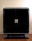 Small Art Deco High-Gloss Black Lacquer Sideboard with Silver Elements 1