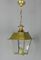 Vintage French Glazed Brass Hanging Lantern 1