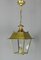 Vintage French Glazed Brass Hanging Lantern, Image 1