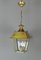 Vintage French Glazed Brass Hanging Lantern 3