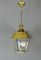 Vintage French Glazed Brass Hanging Lantern, Image 3