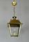 Vintage French Glazed Brass Hanging Lantern 6