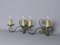 French Hand-Forged Metal & Tole Wall Sconces, 1950s, Set of 2 2