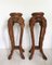 Large Mid-Century Brown Hand Carved Plant Stands, Set of 2 1