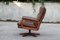 Swiss Swivel Leather Armchair, 1950s 4