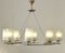 Mid-Century Austrian Opaline Glass & Brass 8-Light Chandelier 2