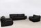 Postmodern Black Leather Living Room Set by Roche Bobois, 1980s 1