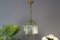 Mid-Century Italian Geometric Beveled Glass & Brass Pendant 17